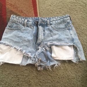 High-waisted jean shorts